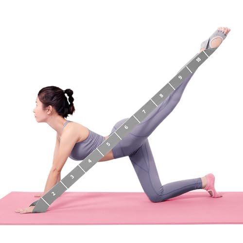 11 Loops Stretch band - Yoga, Pilates, Ballet, and Physical Therapy Stretching strap for Flexibility, Leg Stretching, and Exercise - Durable Stretching equipment for Dance and Fitness - color: 11 Grids-Grey
