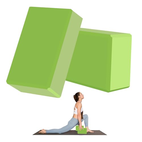 9"x6"x3" Yoga Blocks, Soft Non-Slip Surface Premium Foam Blocks, Supportive, Lightweight, Odor Resistant, Yoga Accessories for Pilates Meditation General Fitness Stretching Toning - color: green-2 Pack