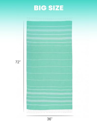 Turkish Beach Towels Swim Towel Long Lounge Chair Accessories Oversized Sand Free Compact Beach Umbrella Tent Shelter Canopy Chair Clips Gear Beach Game Toy Summer Vacation Essentials Must Haves - color: Thinner Holiday Green