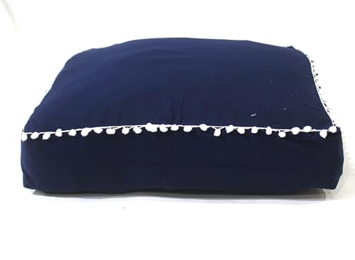 CRAFT KALA Meditation Floor Pillow Cover, Round Large Pillows Cover Seating for Adults, Bohemian Mandala Circle Cushions Cover for Outdoor Fireplace Yoga Living Room (Blue, 16" Square) - color: Blue, size: 32" x 32" (Pack of 1)