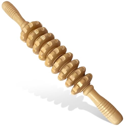 Manual Wood Therapy Massage Stick, Wooden Cellulite Muscle Roller for Legs - color: Wood
