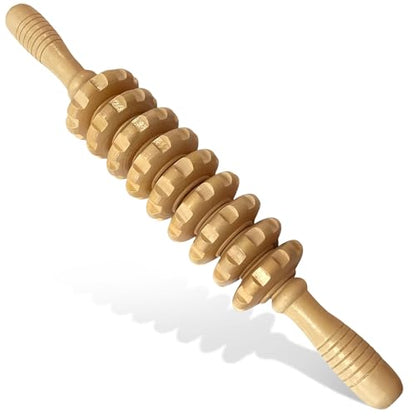 Manual Wood Therapy Massage Stick, Wooden Cellulite Muscle Roller for Legs - color: Wood