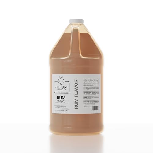Collective Aromas Co. Caribbean Rum Flavoring Emulsion for Baking, Desserts & Beverages, Concentrated Heat-Stable Rum Flavor, Rich Bakery Style Aroma for Cake, Cookies, Frostings, 1 Gallon (128 fl oz) - size: Caribbean Rum - 1 Gallon (128 fl oz)