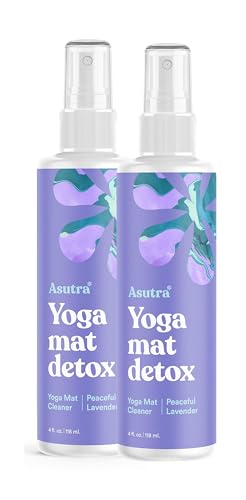 ASUTRA Yoga Mat Cleaner Spray Bundle (Peaceful Lavender), 4 fl oz (Pack of 2) - No Slippery Residue, Organic Essential Oils, Deep-Cleansing for Fitness Gear & Gym Equipment