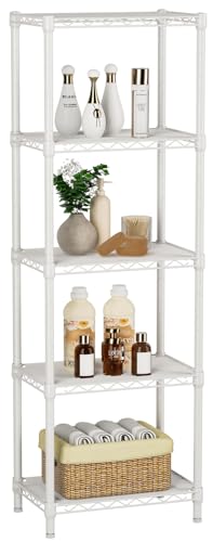 Golpart 5Tier Adjustable Storage Shelves Metal Wire Shelving Standing Shelf - color: White, size: 5-tier-10"Dx16"Wx55"H