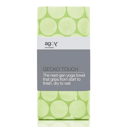 agoy Gecko Touch - 차세대 극세사 요가 타월 - 양면 실리콘 미끄럼 방지 그립 - 핫 요가에 이상적 - 흡수성이 뛰어나고 세척하기 쉽고 여행 친화적 - 30% 재활용 소재 - 웻 백 무료 - color: 말차 그린.