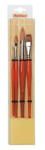 da Vinci Watercolor Series 4018 CosmoTop Spin Paint Brush Set, Synthetic with Bamboo Brush Mat, Multiple Sizes, 4 Brushes (Series 5580, 5584, 5880) - style: Spin + Bamboo Large Set