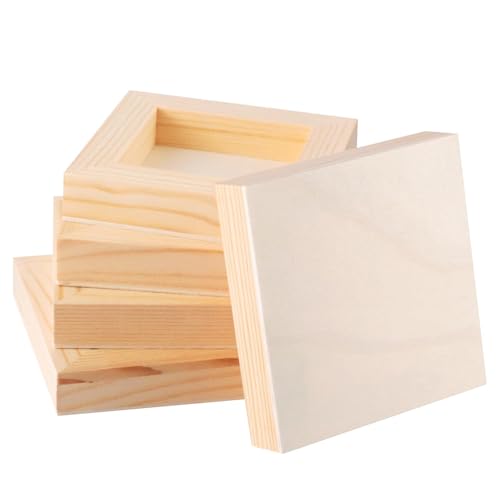FSWCCK 5 Pack 4 x 4 inch Wood Panel Boards, Unfinished Wood Canvas Panels for Crafts, Painting Canvas, DIY Art Projects, Pouring, Arts Use with Oils, Acrylics - size: 4"X 4" 5 Pack