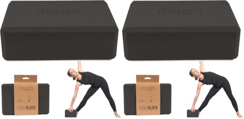 MYGA Yoga Block,Lightweight EVA Foam Yoga Brick,High Density Non-Slip Block for Yoga Poses, Pilates, Balance and Flexibility - color: Black, size: One Size (Pack of 2)
