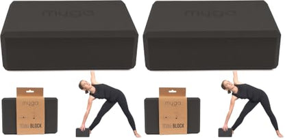 MYGA Yoga Block,Lightweight EVA Foam Yoga Brick,High Density Non-Slip Block for Yoga Poses, Pilates, Balance and Flexibility - color: Black, size: One Size (Pack of 2)