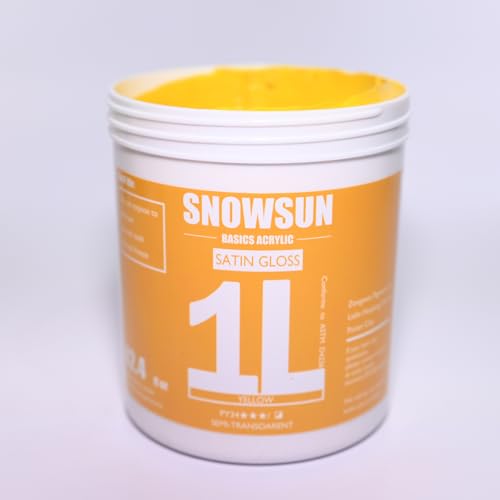SNOWSUN Heavy Body Acrylic Paint, 1L (40oz) Bulk Cadmium Yellow - Non Toxic Artist Grade Thick Paint for Canvas, Wood, Ceramic & Crafts - color: yellow
