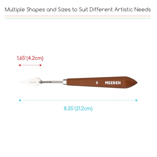 MEEDEN Artist Palette Painting Knife: 8.35" Flexible Stainless Steel Art Palette Scraper Knife with Wooden Handle for Artists, DIY & Clay Modeling, #8 - style: #8