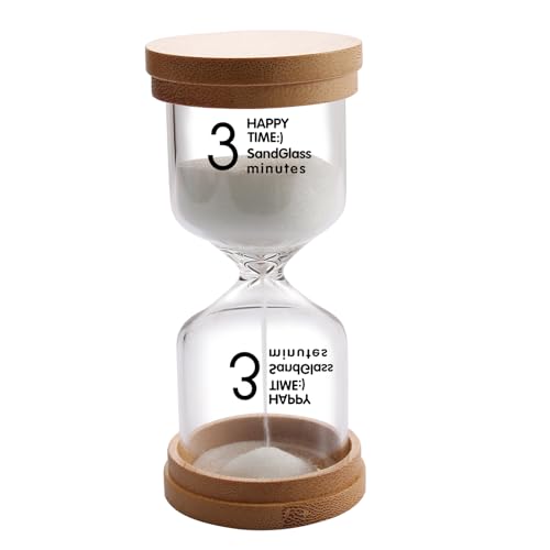 3 Minute Wooden Sand Timer,White Sand Hourglass for Productivity, Focus, Meditation & Home Décor,3 Min Reloj de Arena Sand Clock for Kitchen, Office, Classroom, Yoga & Games - color: White, size: 3 Minutes