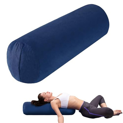 MABOZOO Round Yoga Pillow, Cylindrical Yoga Bolster Pillow with Washable Cover, Meditation Cushion Body Cushion for Practice, Restorative, Meditation - color: Blue