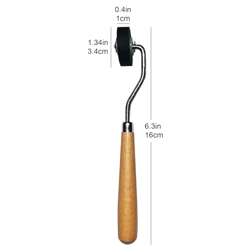 Soft Rubber Brayer – 45A Durometer Printmaking Roller, 0.4 Inch, for Gel Printing, Linocut & Block Printing, Heavy-Duty Steel Frame with Wood Handle - size: 0.4 in
