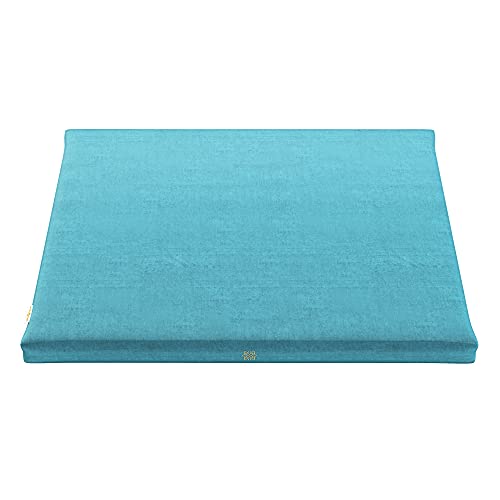 Mindful & Modern Zabuton Meditation Mat - Cotton Filled Yoga and Meditation Pad - Zabuton Meditation Cushion for Kneeling and Sitting Support - Large Rectangular Sitting Floor Pillow for Bench or Zafu - color: Velvet - Teal