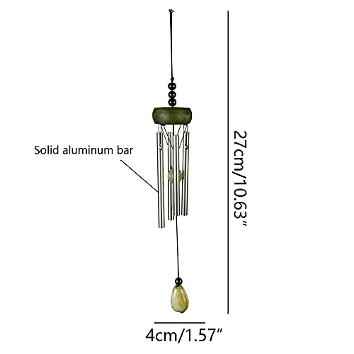 2 Pack Small Silver Wind Chime with Ceramic Blank Drops, 10 Inch Metal Garden Wind Chimes with 4 Different Len Bell Tubes, Soothing Harmony Sound Mini Outdoor Windcatcher Porches Décor
