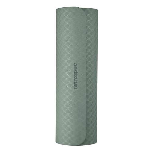 Retrospec Zuma 1/2" Yoga Mat Non Slip Exercise Mat For Pilates, Workout | 72x24x1/2", Gym Mat, Yoga Mat Strap, TPE Yoga Mat, Eco Friendly, Elastic Memory Foam, Moisture Resistant, BPA, Latex Free - color: Sage