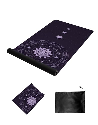 nuveti Printed Travel Yoga Mat 1/16 Inch Thick Non Slip Fitness Workout Mat | with Carrying Bag, Foldable Lightweight Suede & Natural Rubber Yoga Mat for Yoga Pilates and Fitness 72" L x 24" W x 1.5mm - color: ShiErGongWei
