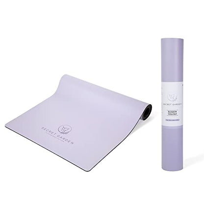 Secret Garden Blossom Exercise Mat 5mm Thick Non-Slip for Yoga, Pilates & Meditation - color: Lavender
