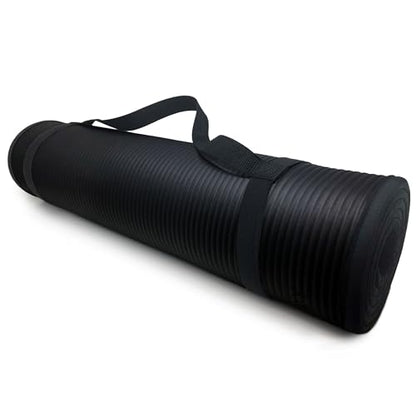 MICRODRY Multi-Purpose Fitness Mat, Cushioned & Non-Slip Foam for Yoga, Pilates, HIIT, Skid-Resistant and Tear-Resistant, 24"x72" with Carry Strap - color: Black