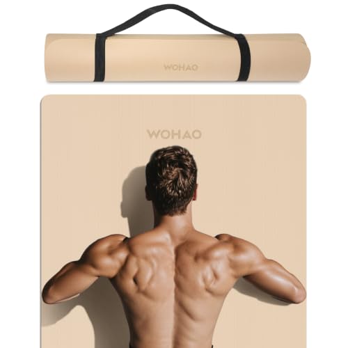 Extra Wide & Thick 8mm Yoga Mat, 72"x31.5" | Large Non Slip Exercise Mat, Premium POE Material, Superior Cushioning & Stability, With Strap for Home Gym, Pilates - color: Milk Coffee