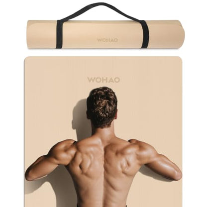 Extra Wide & Thick 8mm Yoga Mat, 72"x31.5" | Large Non Slip Exercise Mat, Premium POE Material, Superior Cushioning & Stability, With Strap for Home Gym, Pilates - color: Milk Coffee