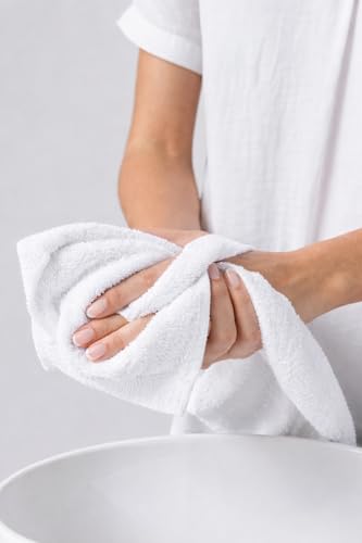 HOME ESSENTIALS Salon Towels (15 x 25 inches) 24 Pack, White Hand Towels for Bathroom, Quick Dry Gym Towels, Spa Face Towel, Absorbent Cotton Towels for Barber, Gym, Bath, Pedicure and Home Hair Care - color: White