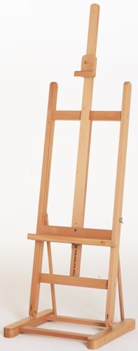 Mabef M10 Studio Easel, Oiled Beech Wood H-Frame Artist Easel with Adjustable Height and Tilt for Oil Acrylic Pastel Painting - style: Adjustable,Sturdy
