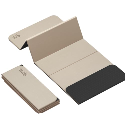 WEILA 1/2 Inch 70"x24" Foldable TPE Yoga Mat, Thick Non Slip Pilates Mat - color: Light Coffee