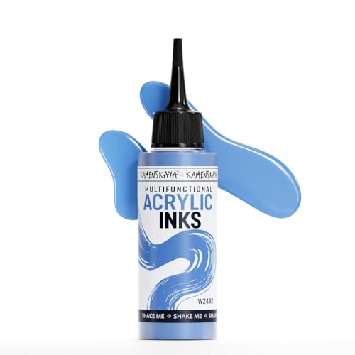 Kamenskaya Acrylic Inks for Artists - 'Smoky Blue' Acrylic Ink, 3.38 Fl Oz (100 ml) | Highly Concentrated, Multifunctional Liquid Acrylic Paint - color: Smoky Blue