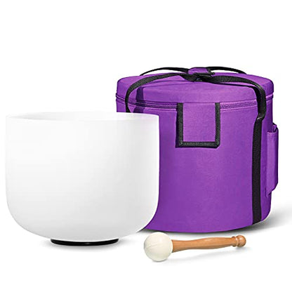 440HZ 8 Inch C Note Root Chakra Frosted Quartz Crystal Singing Bowl Meditation Therapy Sound Healing Instrument Sound Bath Bowl with Carrying Bag | Meditation Therapy, Sound Healing, Sound Bath Bowl, Carrying Bag Mallet and O-ring Included