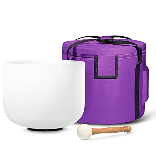 440HZ 8 Inch C Note Root Chakra Frosted Quartz Crystal Singing Bowl Meditation Therapy Sound Healing Instrument Sound Bath Bowl with Carrying Bag | Meditation Therapy, Sound Healing, Sound Bath Bowl, Carrying Bag Mallet and O-ring Included