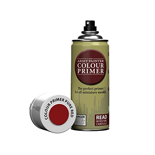 The Army Painter, Colour Primer Pure Red, 400 ml acrylic spray | Spray Paint Basecoat for Miniature Model Undercoat Priming, Plastic Wargames, DnD & Warhammer - color: Pure Red