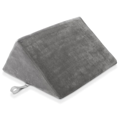 Saloniture Triangle Wedge Massage Table Bolster Under-Knee Pillow, Extra Large - 19 x 12 x 20 x 15.5 Inch - Gray Velour - color: Gray