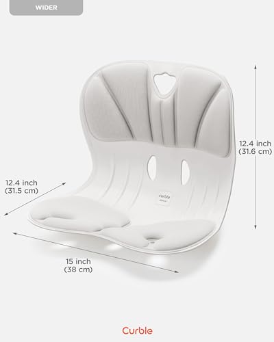 curble Wider – Ergonomic Desk Chair Seat Cushion, Everyday Passive Posture Trainer for Work from Home, Office & Car, Breathable Lumbar Support - color: Grey