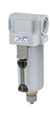 PneumaticPlus SAF400-N04B-MEP Compressed Air Particulate Filter 1/2" NPT | 10 Micron Element, 211 SCFM, 1/2" NPT, Metal Bowl, Manual Drain, 250 PSI Max, Mounting Bracket Included - style: Metal Bowl - Manual Drain