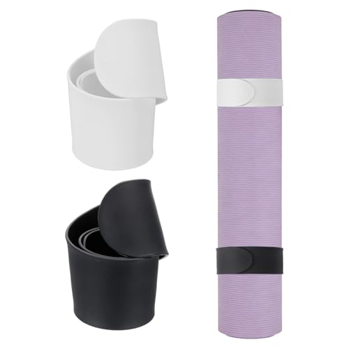 Yoga Mat Strap Slap Band, One Snap Yoga Mat Slap Band for Keep Mats Tightly Rolled Exercise Mat Sling Holder - color: Black/White