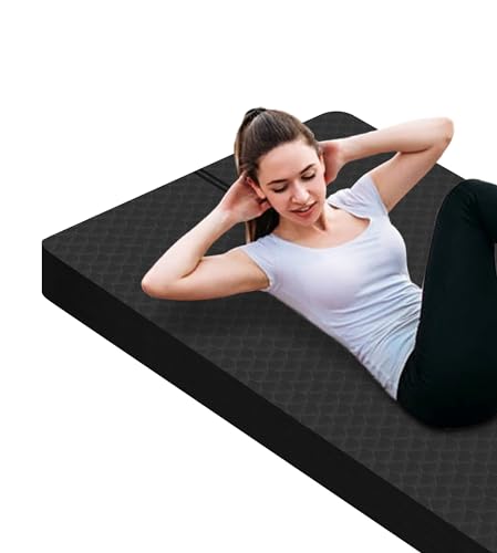 nuveti Large Exercise Mat - 15mm/20mm/30mm Thick Yoga Mat | Workout Mat for Fitness, Yoga, Pilates, Stretching & Floor Exercises for Women & Men with Free Carrying Bag - color: Black, size: 183X80X30MM