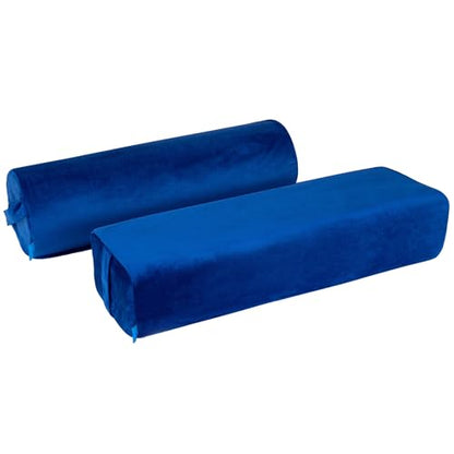 2-Pack Yoga Bolster Pillow Set: Rectangular & Cylinder Pillows for Meditation and Support, Yoga Pillows with Washable Velvet Cover, Triple-Layer Sponge with Carry Handle, Blue - color: Blue