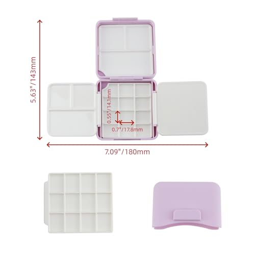 Bitray Mini Watercolor Palette Travel Pocket Watercolor Paint Set - Purple | 24-Well Empty Watercolor Palette, Plastic, Portable, Lightweight, Snap Closure, Mixing Area, Paint Storage, for Acrylic, 1Pcs