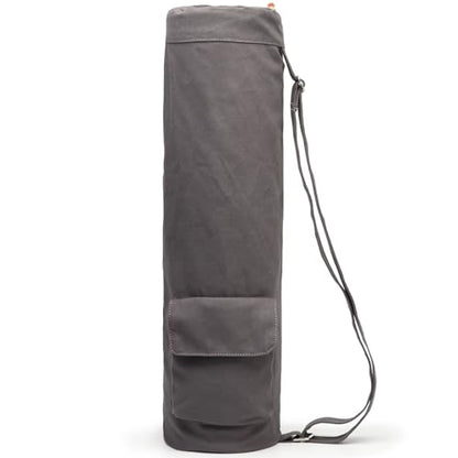 Yoga Mat Bag for Women & Men, Full-Zip Canvas Pilates Bag with Pockets | Lightweight Yoga Mat Carrier with Adjustable Shoulder Strap, Fits 1/4 & 1/3 Inch Thick Mats, for Studio Gym Travel Workout - color: Grey-1