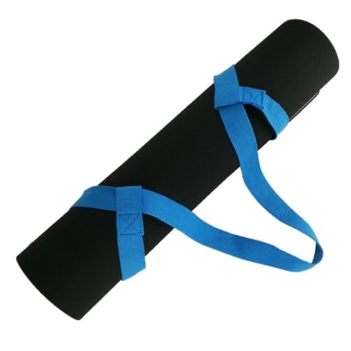 Yoga Mat Carrier Strap Adjustable Cotton Sling for Large Thick Mats 2 in 1 Carrying Strap and Stretching Band - color: Blue