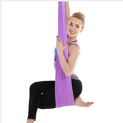 Aerial Yoga Hammock L:5M W:2.8M 5.5 Yards Aerial Pilates Silk Yoga Swing Set with 2000 Ibs Load Include Daisy Chain, Pose Guide - color: Light Purple