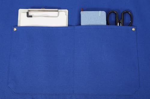 AFUN Chef Aprons for Women Men with Oversized Pockets, 12-Ounce Cotton Canvas Cross Back Water Repellent Apron (Royal Blue) - color: Royal Blue