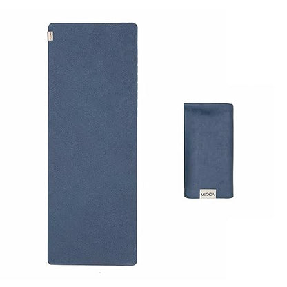 Travel Yoga Mat 1.5mm | Foldable, Lightweight Mat | Use for Travel, Backpacking, Yoga Retreat, Outdoors, Gym, Pilates, Machine Washable, Eco-Friendly - color: Space