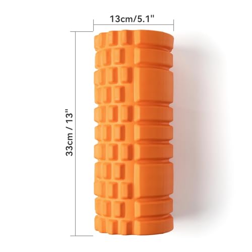 Krightlink Foam Roller High Density 13" Patented Exercise Roller for Deep Tissue Muscle Massage, Muscle Massage and Myofascial Trigger Point Release, Relieves Muscle Pain, Improves Mobility (Orange) - color: Tangerine