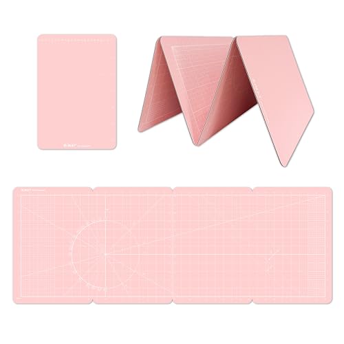 Flip Cutting Mat M Type Foldable Double-Sided Rose Pink | Adjustable size with cm grid front and inch grid back for dual-unit measuring. 37.8" x 13.78" for crafts, sewing, and DIY - color: Rose Pink