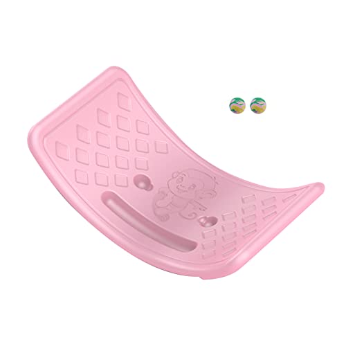 Rocker Board Balancing Training,Balance Board, Plastic Balance Seesaw Board with Elastic Ball, Improves Motor Skills and Build Core Strength, for Kids Toddlers Teens Balance Training, Balance boa - color: pink