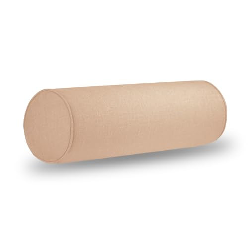 Tinbolunce Neck Roll Pillowcases with Zipper - Full Moon Bolster/Round Cylinder Pillow Case Cover for Bedroom, Living Room, Sofa - Solid Color Cervical Throw Pillow Covers - color: Light Coffee, size: 6" x 18"